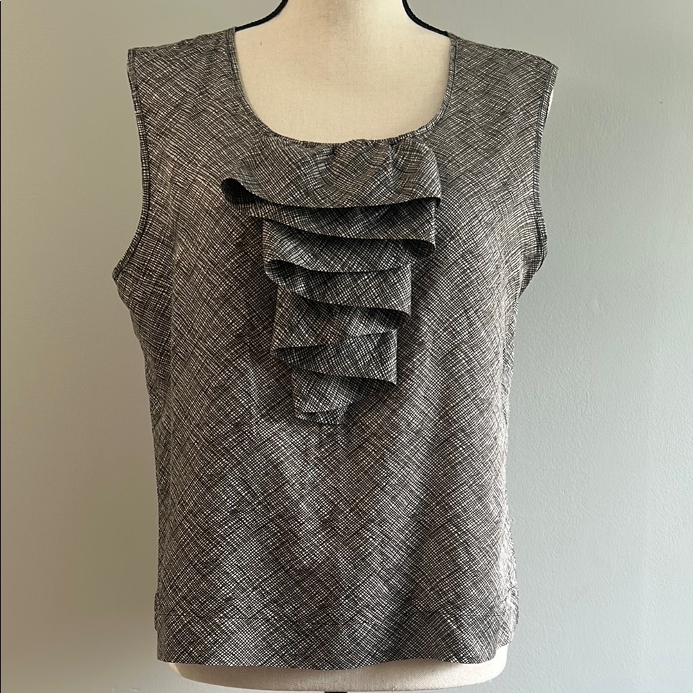 Talbots Silk & Cotton Sleeveless Blouse in Brown & Cream